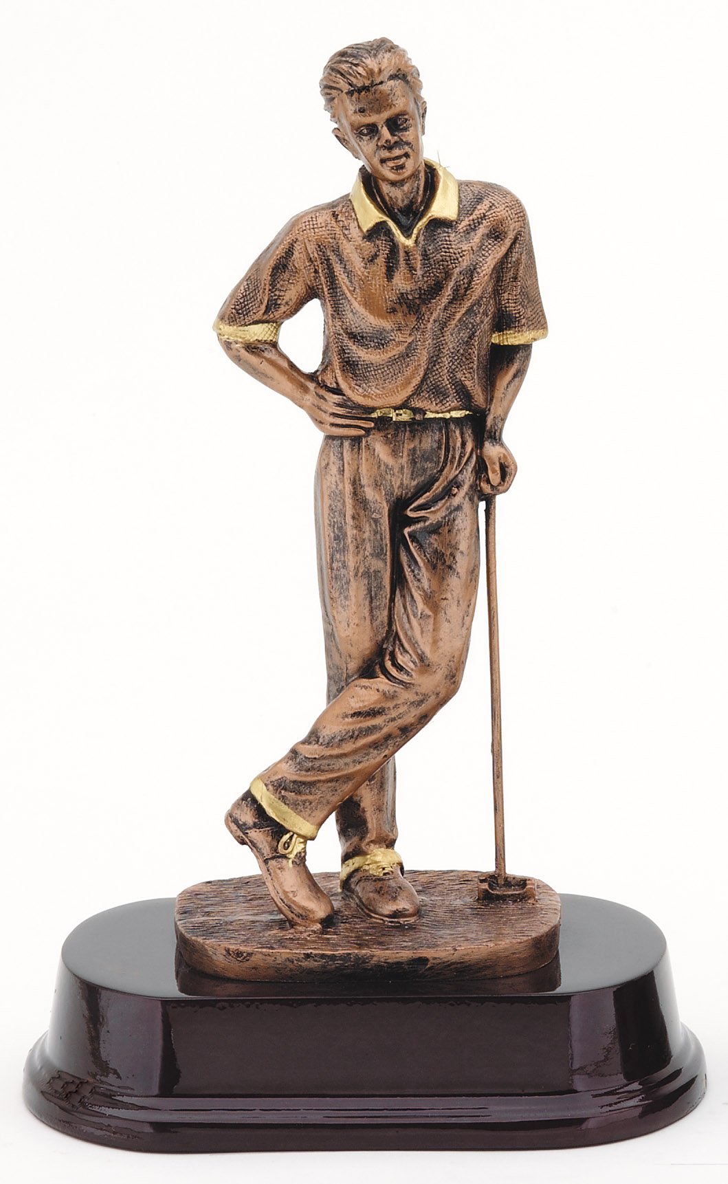 Bronze-finish standing golfer