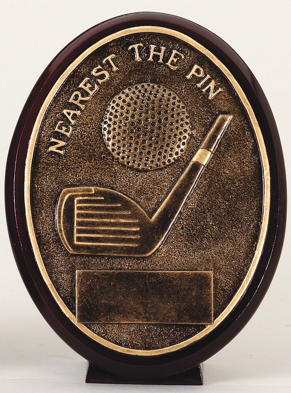 Bronze-finish golf oval award – Nearest the Pin