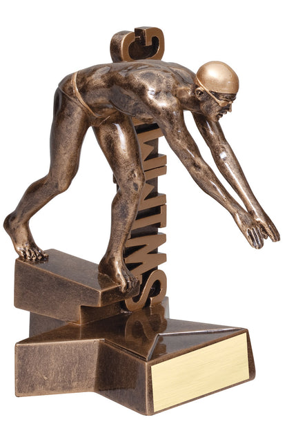 Side view of the 8½ inch male swimming billboard trophy
