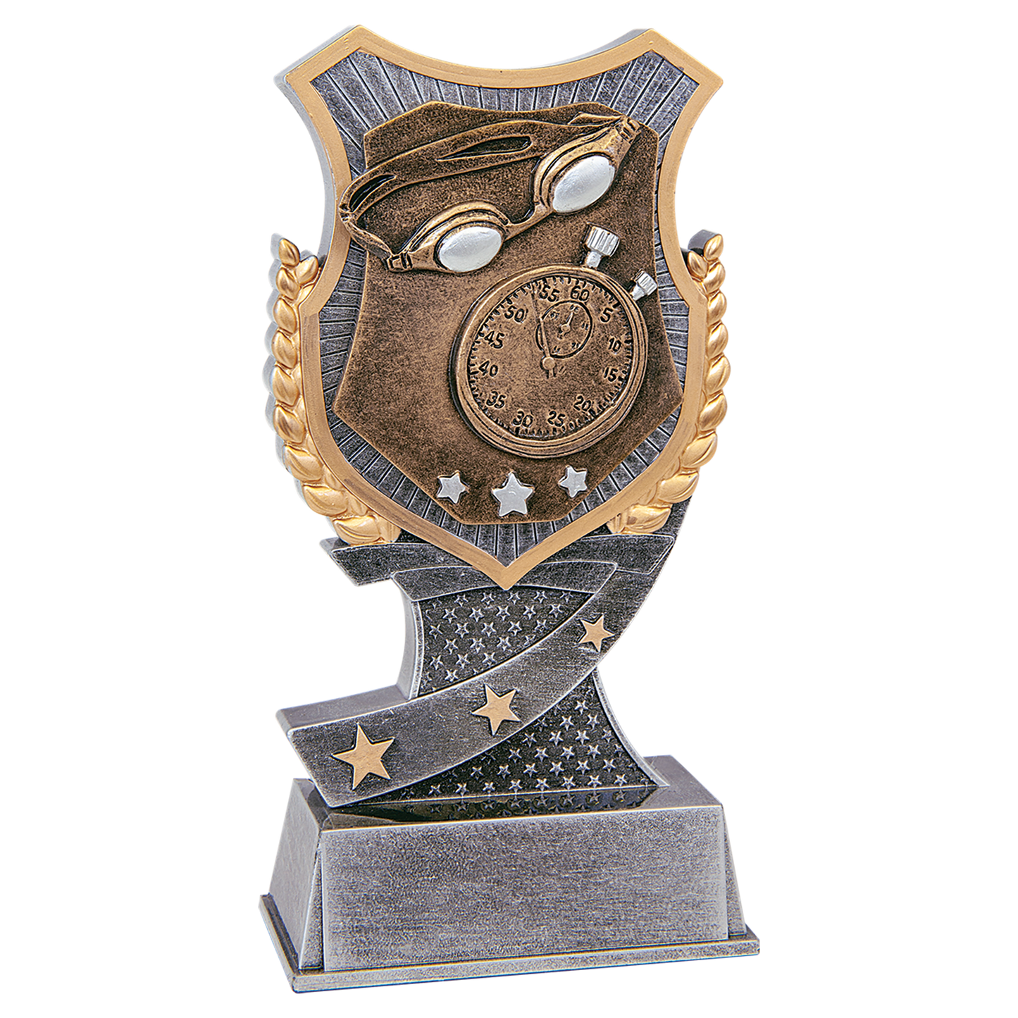 6" Swimming Shield award in silver and gold