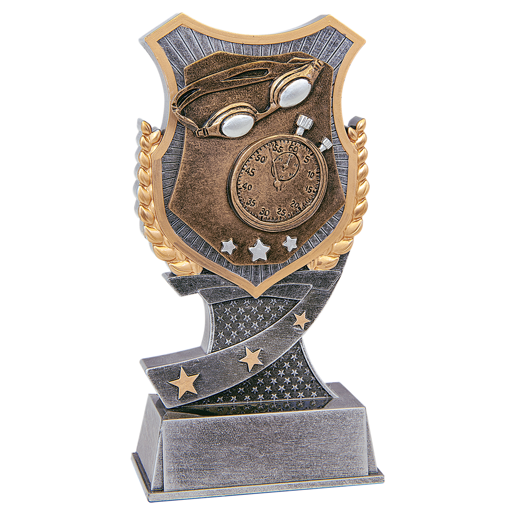 6" Swimming Shield award in silver and gold