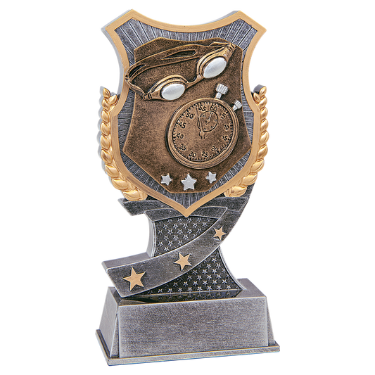 6" Swimming Shield award in silver and gold