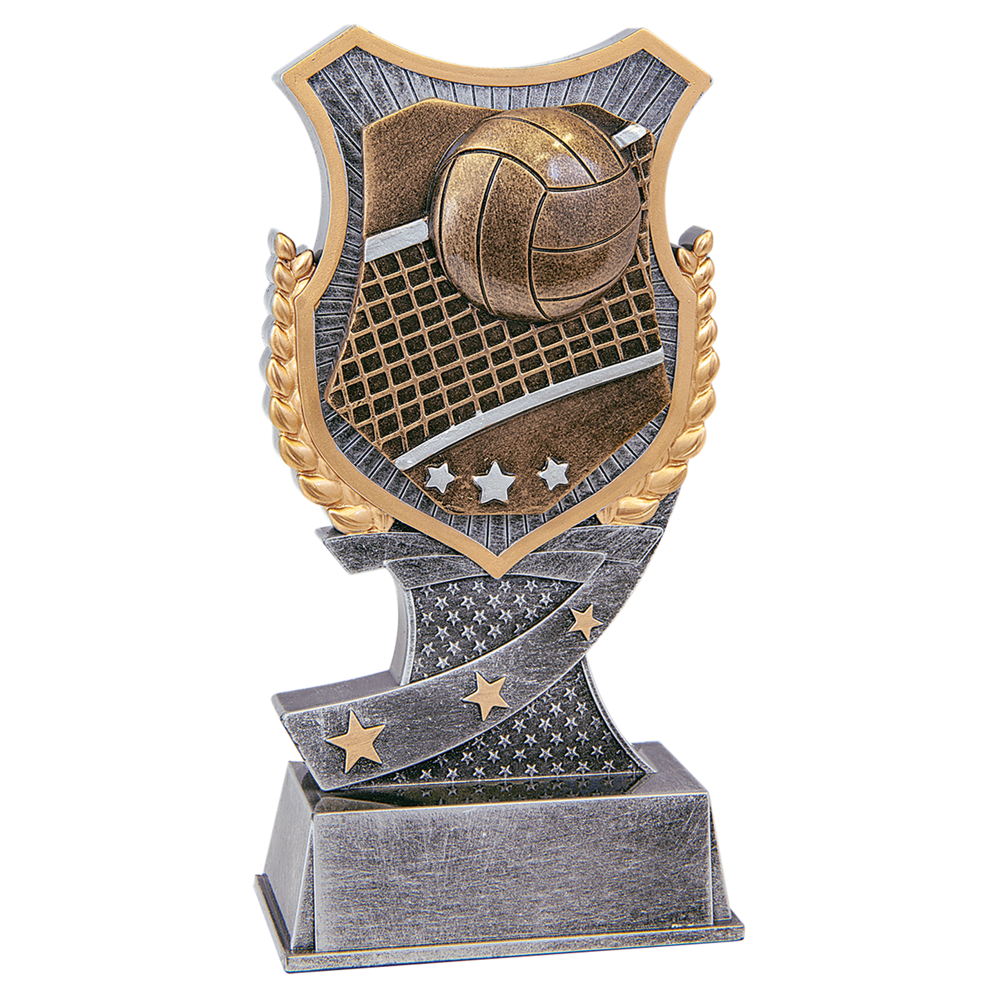 6" Volleyball Shield award in silver and gold