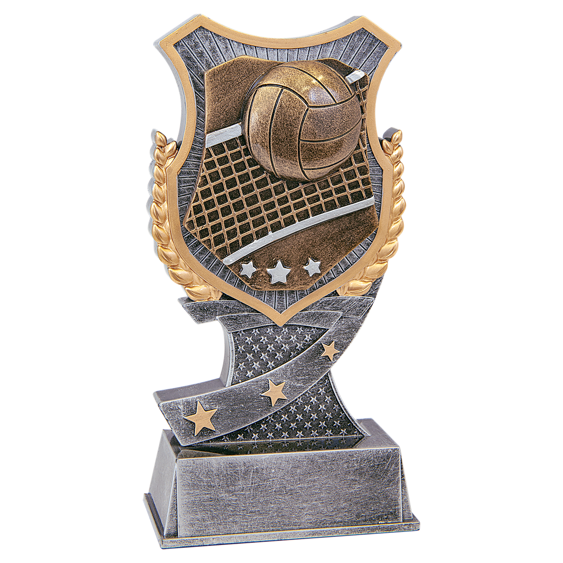 6" Volleyball Shield award in silver and gold