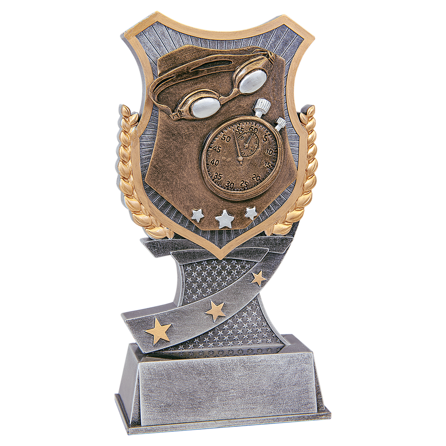7" Swimming Shield award in silver and gold