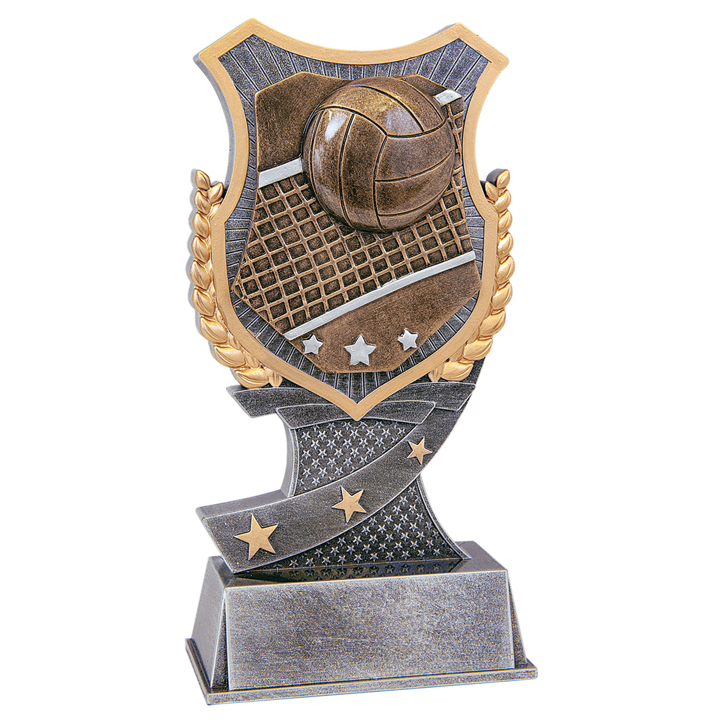 7" Volleyball Shield award in silver and gold