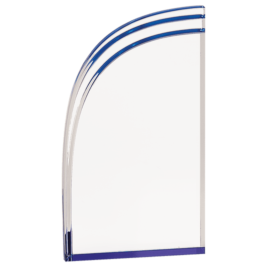 Blue Wave Acrylic award, 4" x 7", self-standing acrylic with clear engraving area
