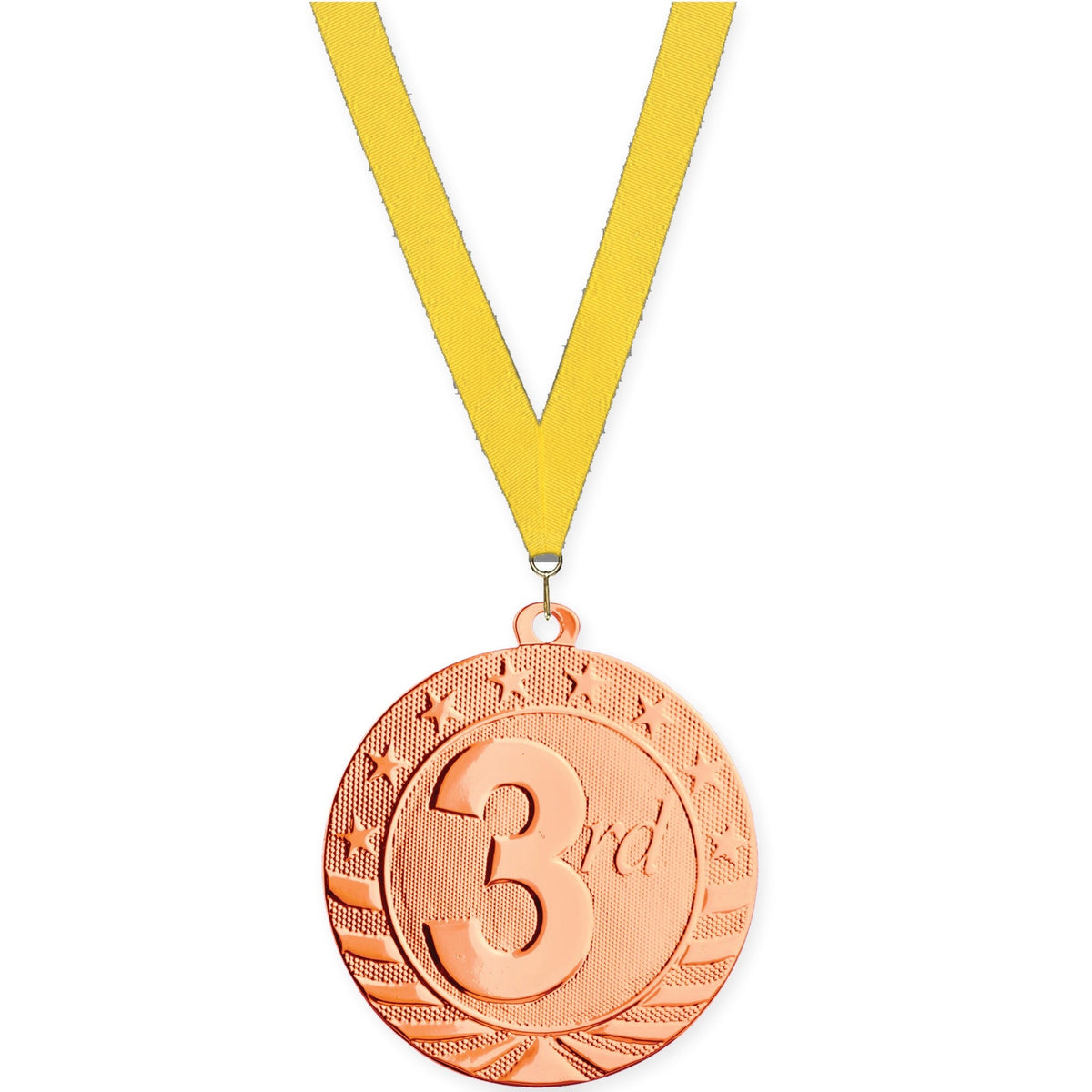 2 inch Place Starbrite medal in bronze - 3rd place with Yellow neck ribbon