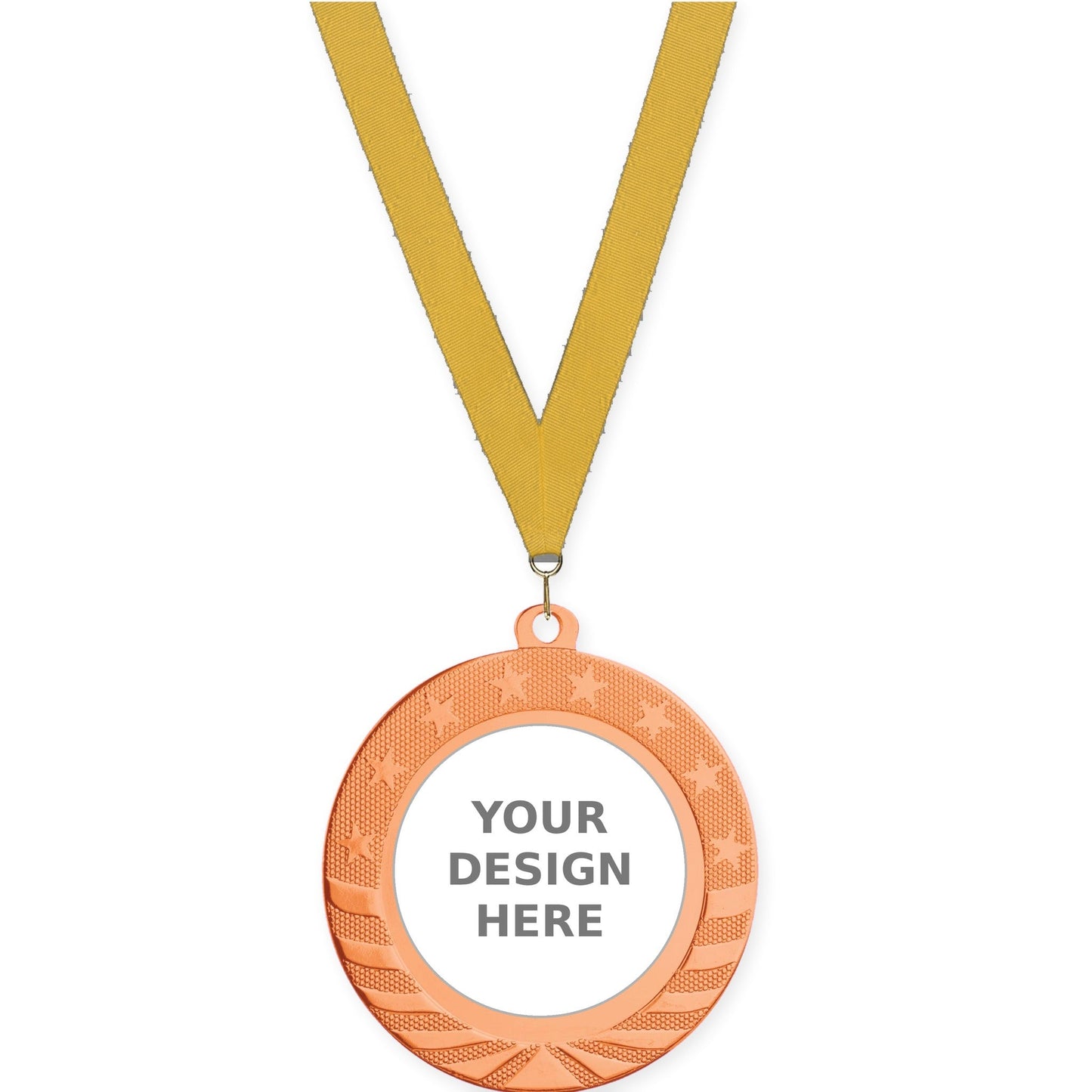 2 3/4 inch Starbrite insert medal in bright bronze with Gold neck ribbon