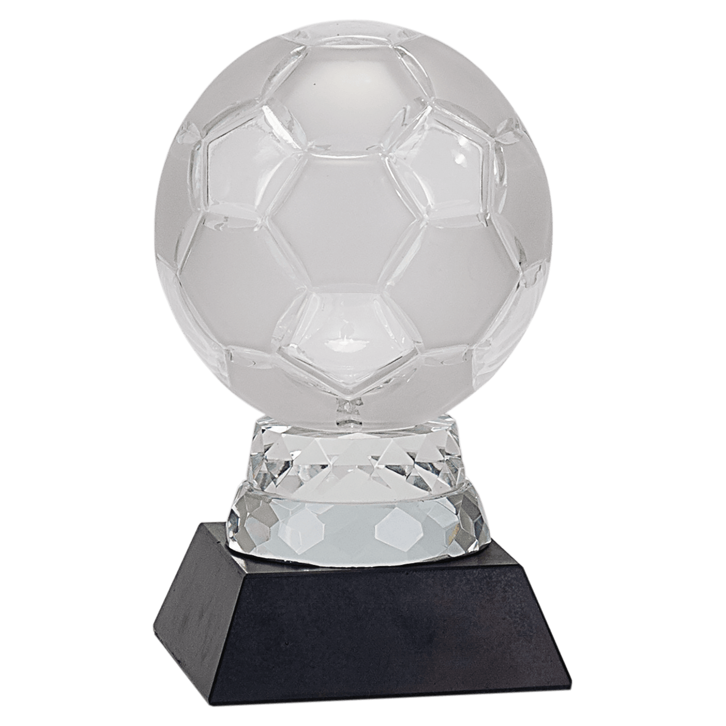 6 1/4" Glass Soccer Ball with Black Marble Base