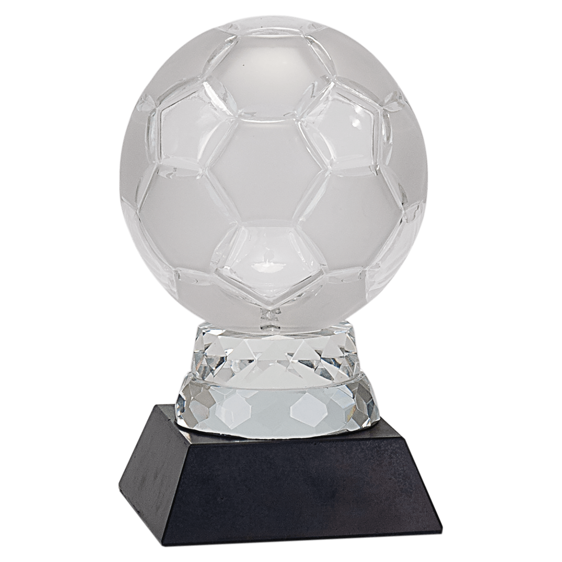 6 1/4" Glass Soccer Ball with Black Marble Base