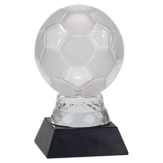 6 1/4" Glass Soccer Ball with Black Marble Base
