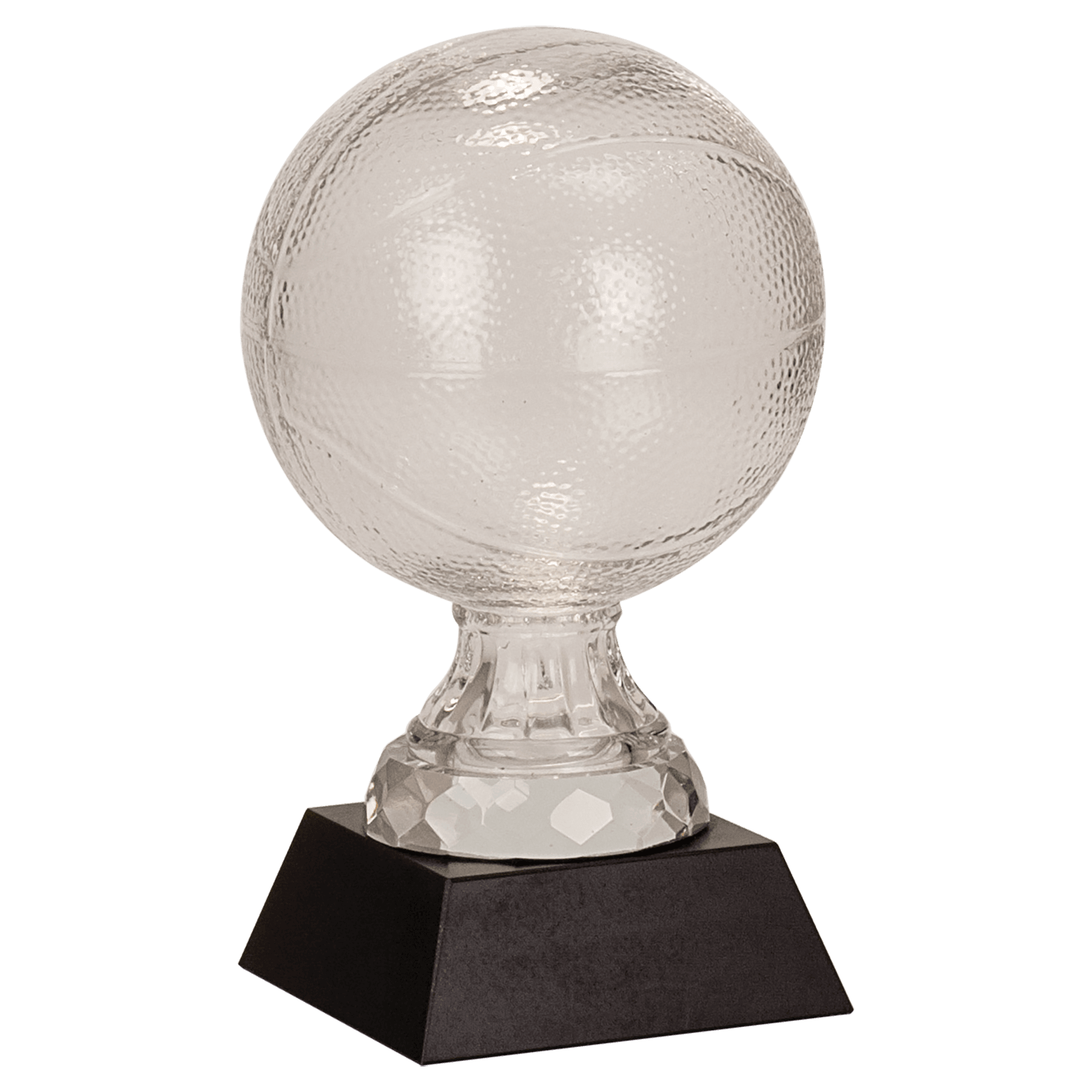 7" Glass Basketball with Black Marble Base