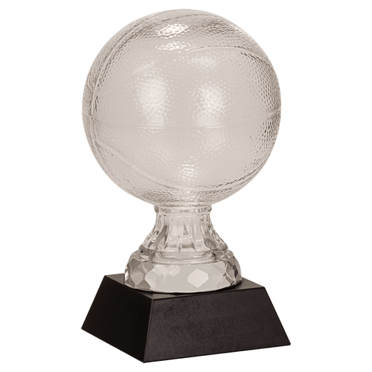 7" Glass Basketball with Black Marble Base
