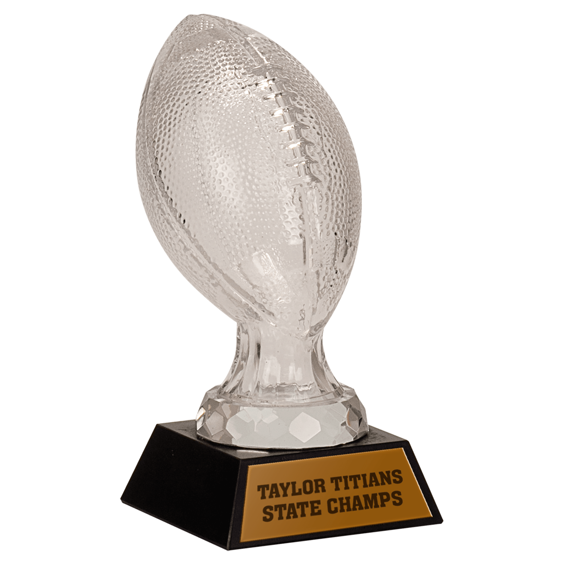 7 1/2" Glass Football with Black Marble Base