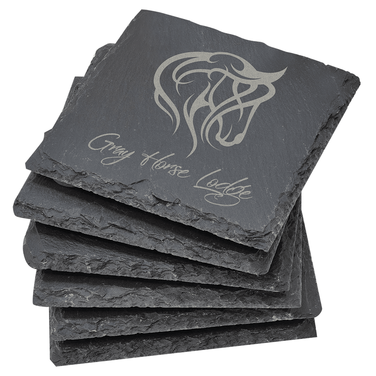 Personalized set of 6 square slate coasters in gift box