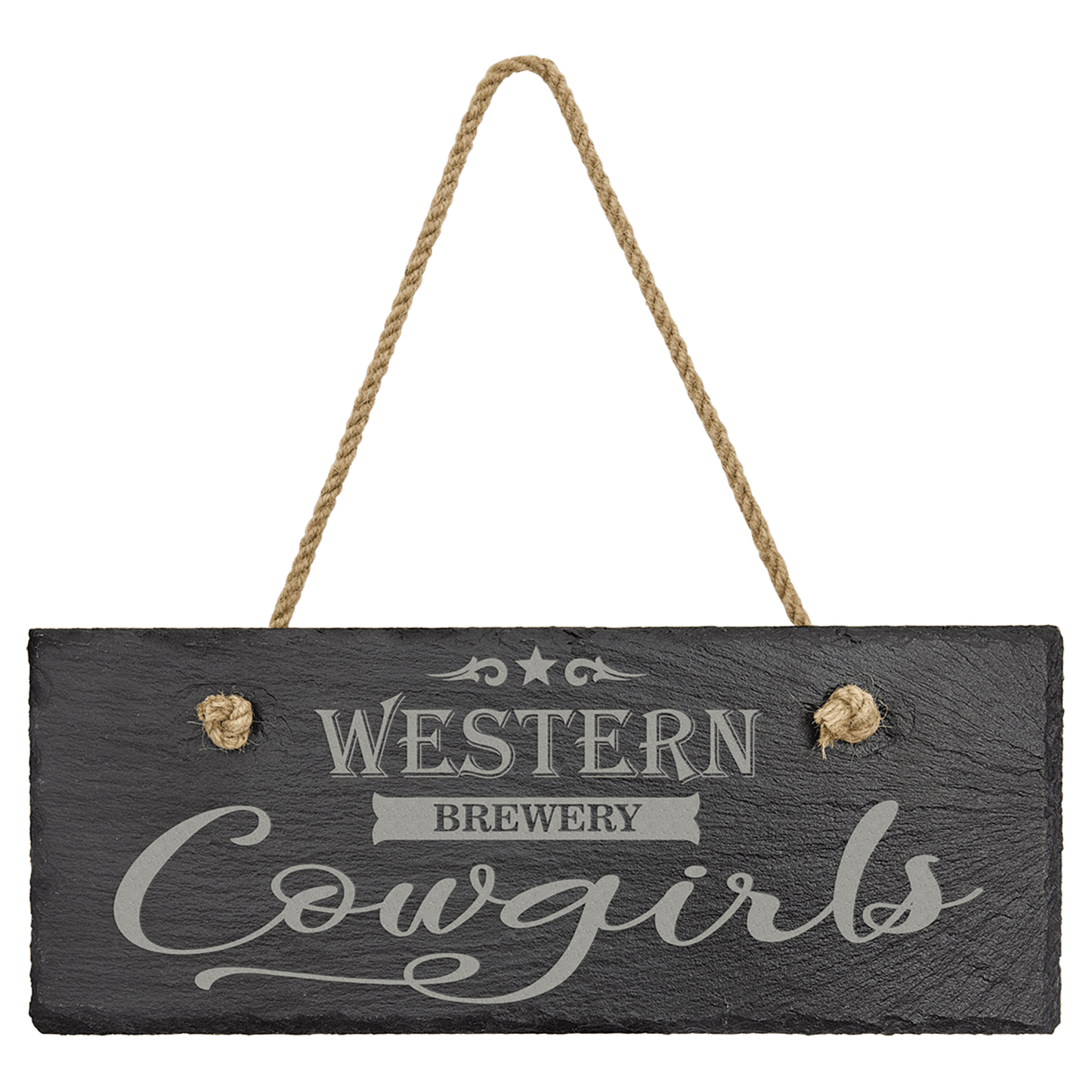 Personalized rectangle slate wall decor with hanging string, custom engraved – small 10 x 4 inch