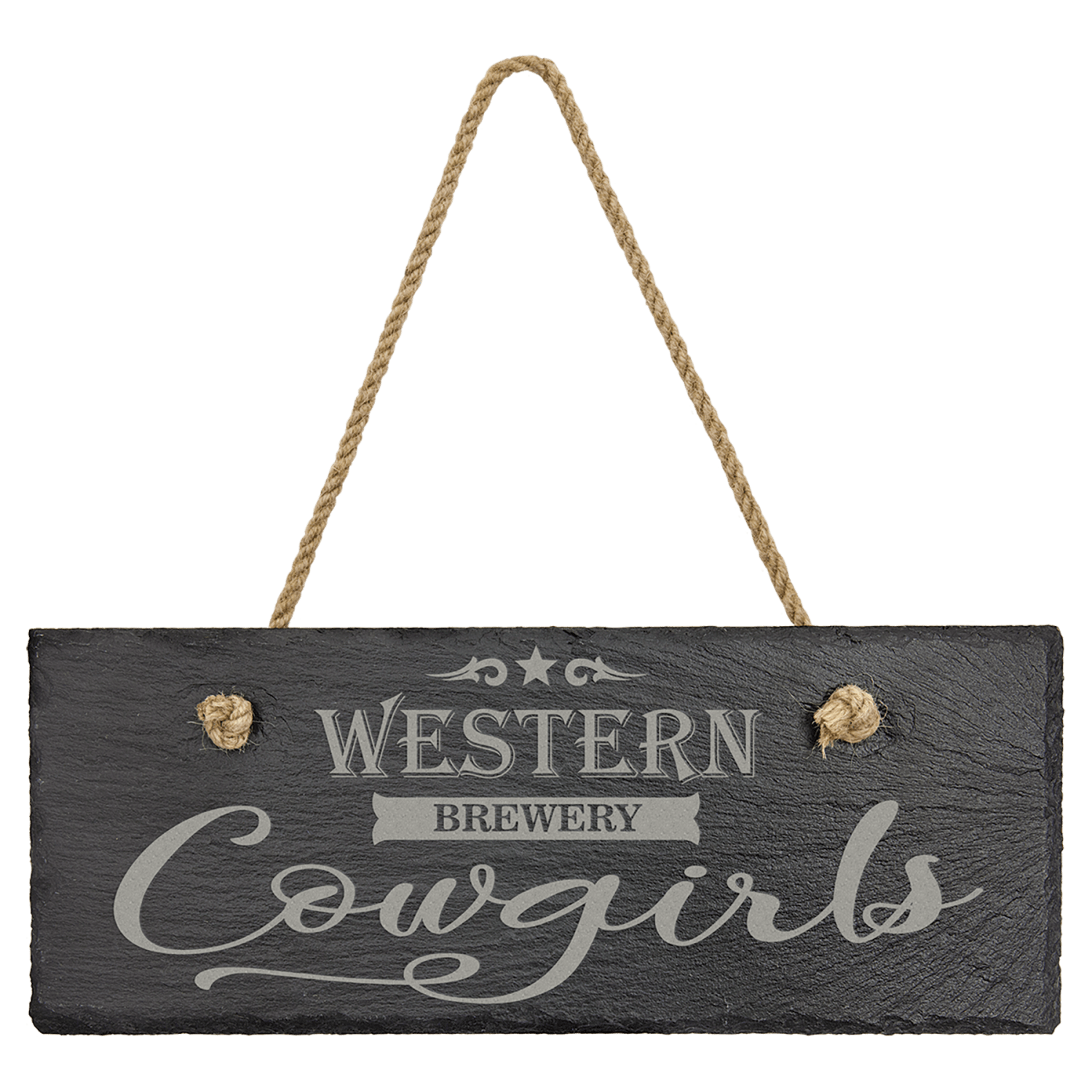 Personalized rectangle slate wall decor with hanging string, custom engraved – small 10 x 4 inch