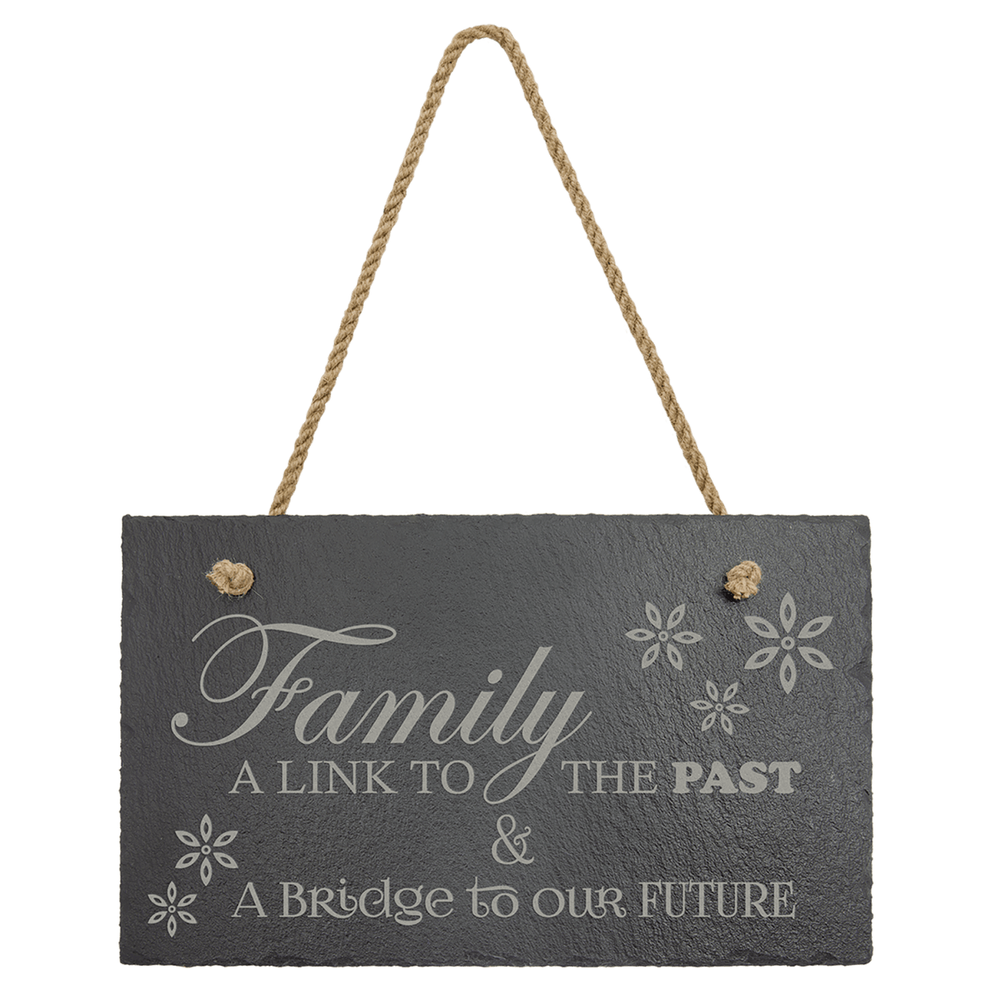 Personalized rectangle slate wall decor with hanging string, custom engraved – large 11¾ x 7 inch