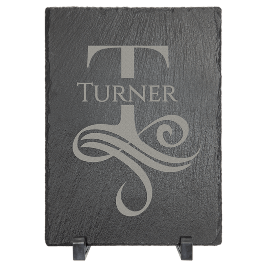 Personalized standing rectangle slate decor on feet, custom engraved – small 7 x 5 inch
