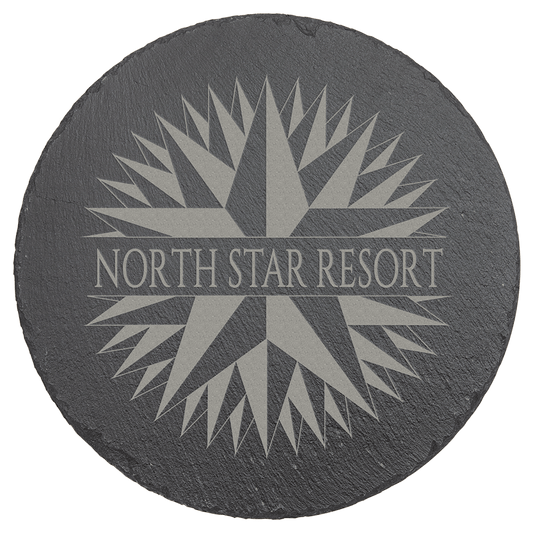 Personalized round slate decor with foam pads, custom engraved – small 9¾ inch