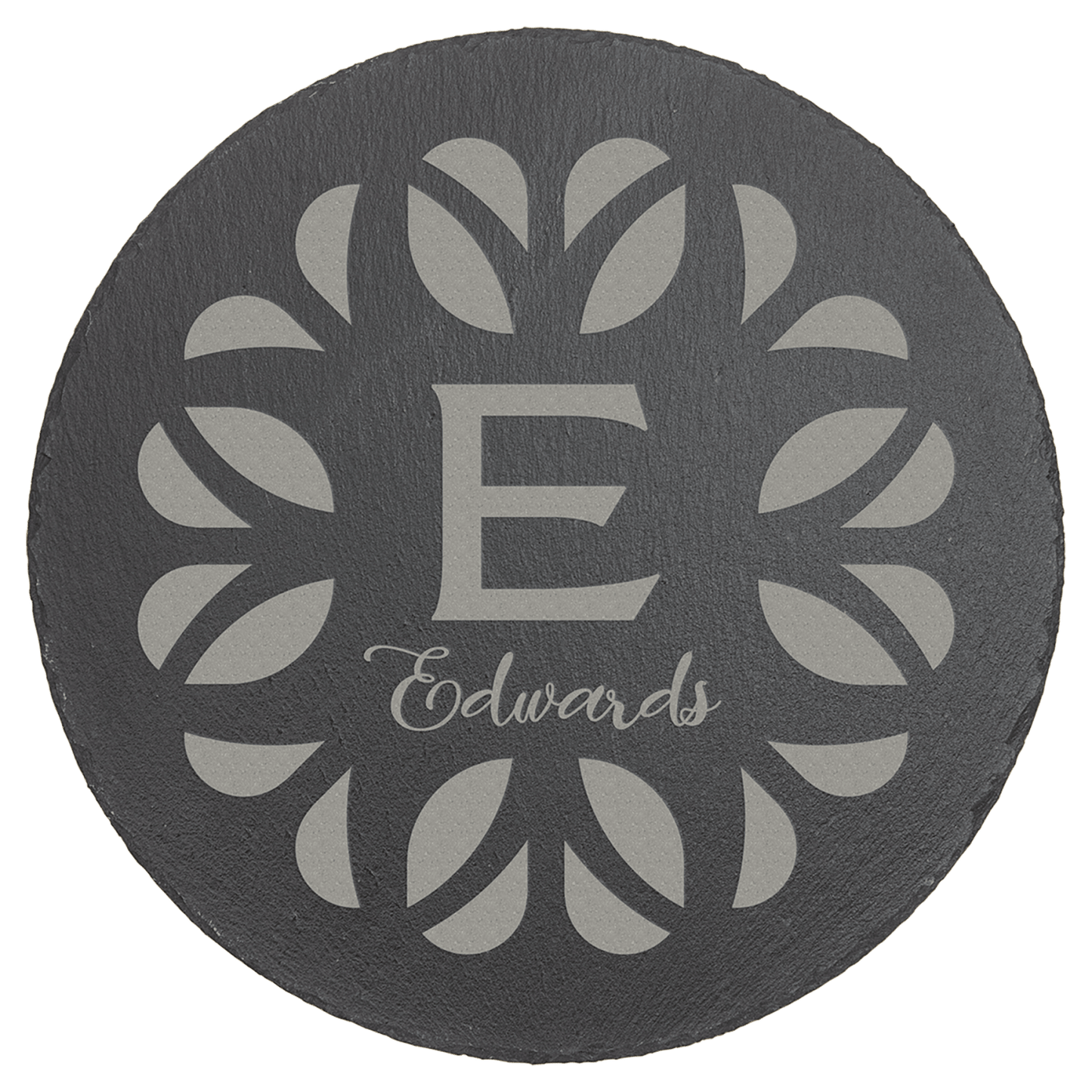 Personalized round slate decor with foam pads, custom engraved – large 11¾ inch