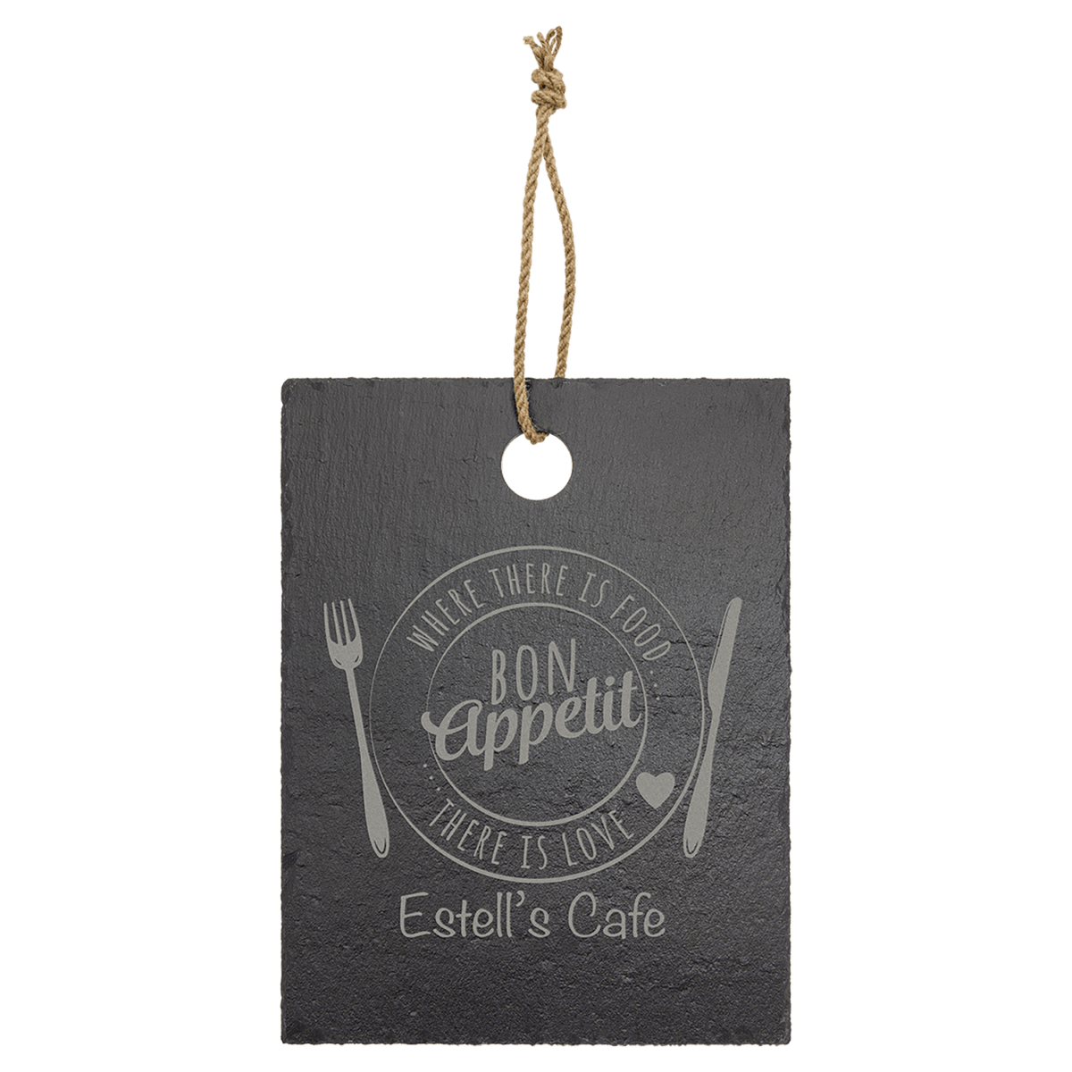 Medium 11½″ × 9¾″ personalized slate cutting board