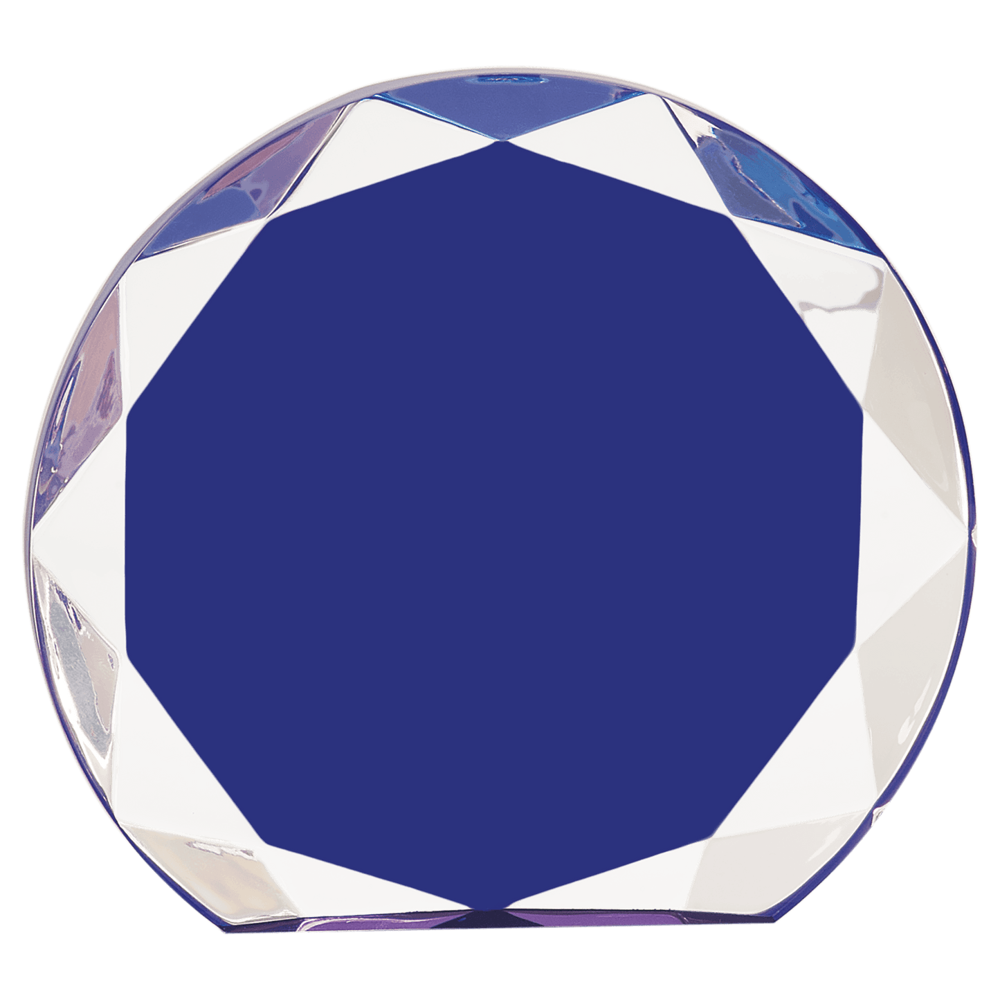 Blue Sunburst Acrylic award, 5 1/2", self-standing acrylic with clear engraving area