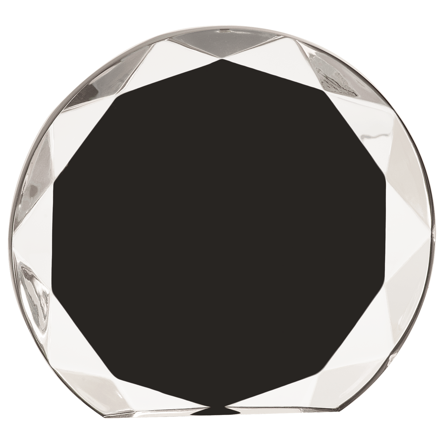 Black Sunburst Acrylic award, 6 1/4", self-standing acrylic with clear engraving area