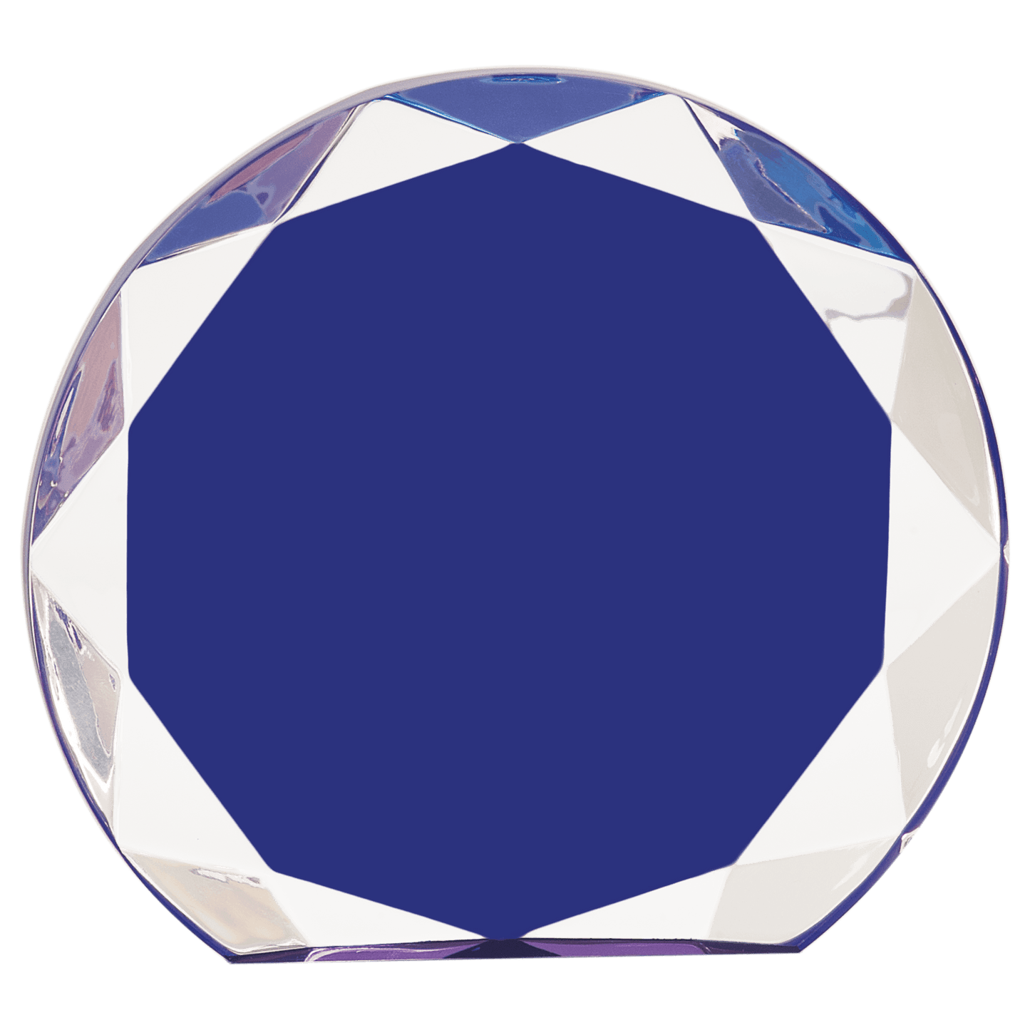 Blue Sunburst Acrylic award, 6 1/4", self-standing acrylic with clear engraving area