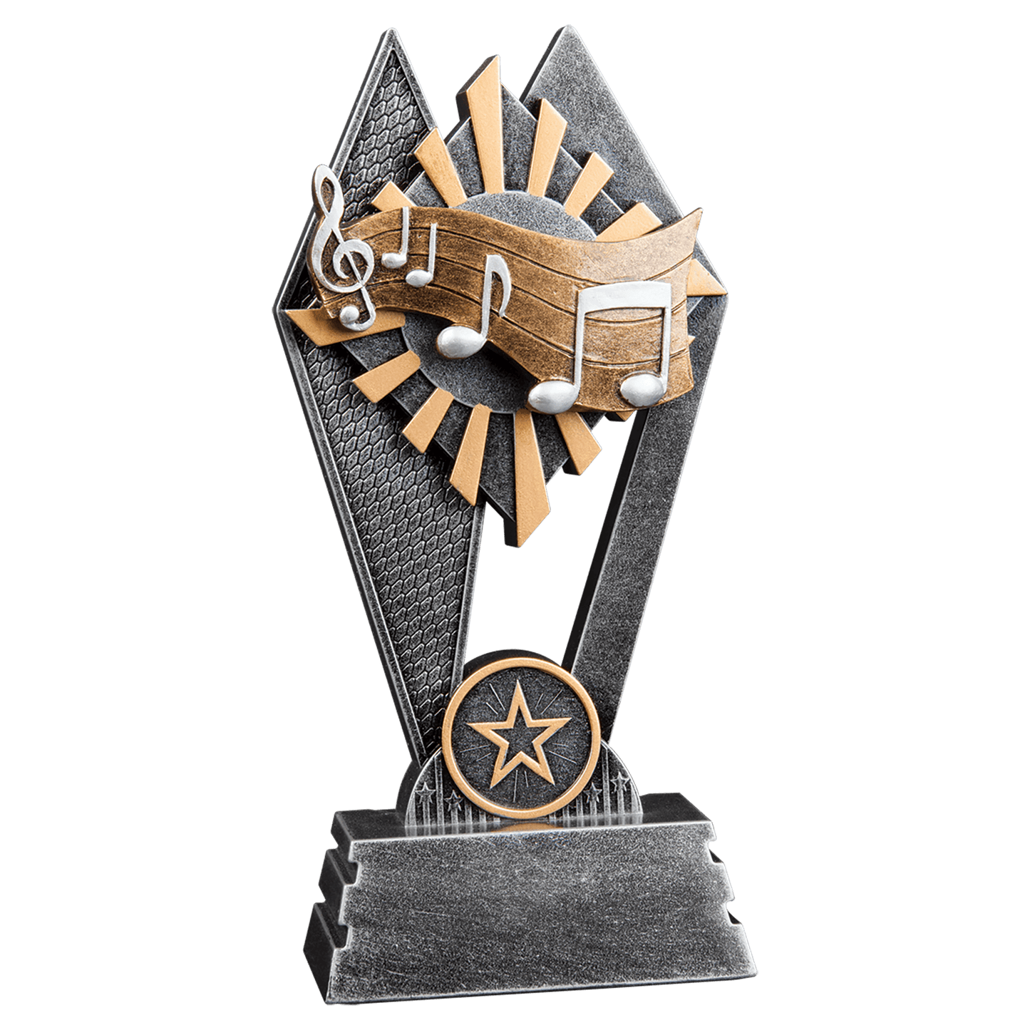 Music Sun Ray Award, 7 inch hand-painted resin music trophy