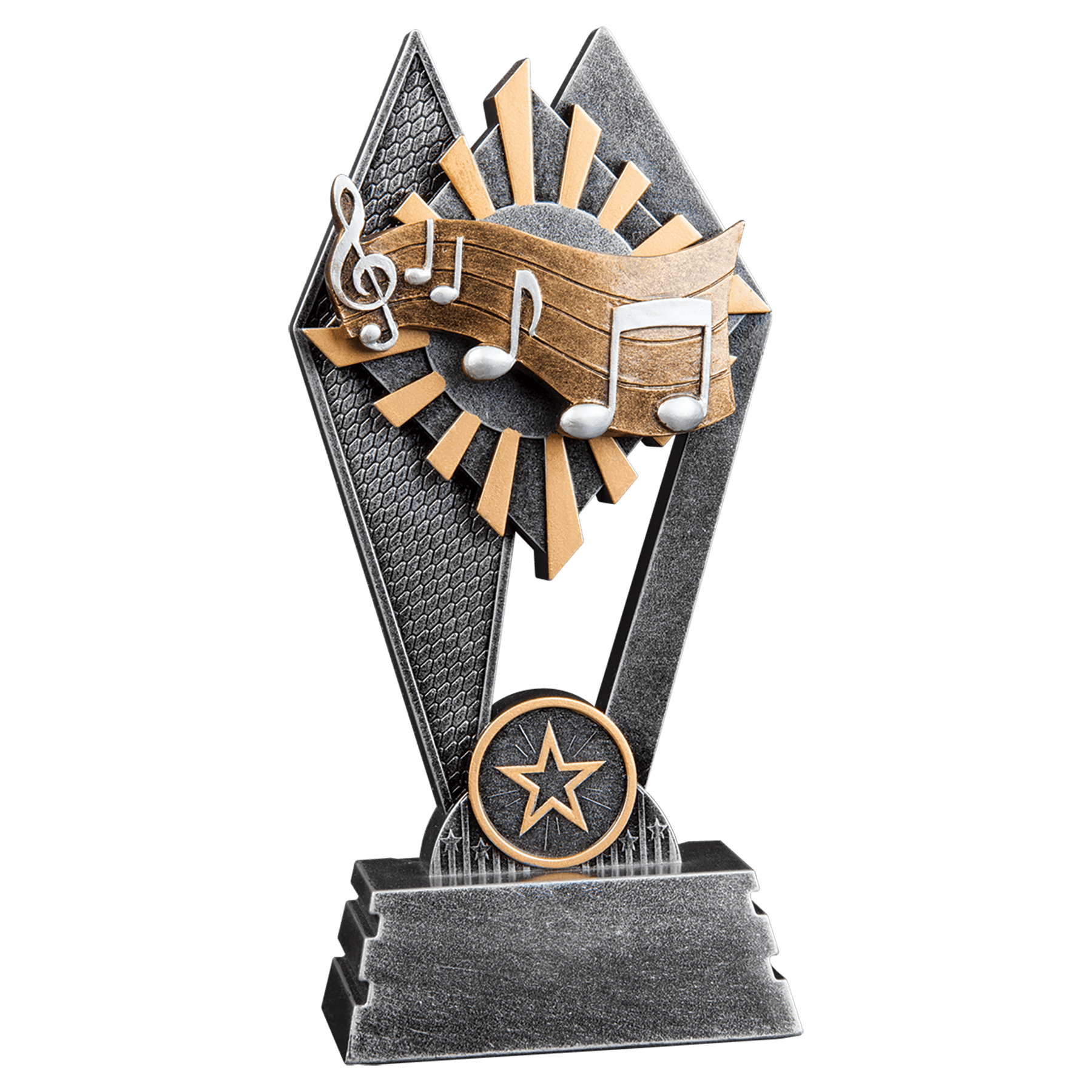 Music Sun Ray Award, 7 inch hand-painted resin music trophy
