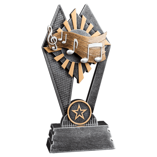 Music Sun Ray Award, 7 inch hand-painted resin music trophy