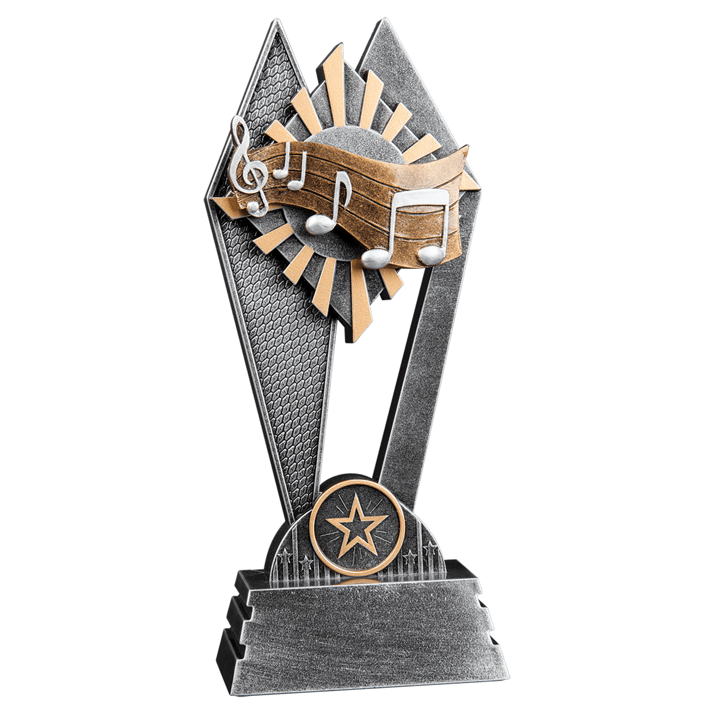 Music Sun Ray Award, 8 inch hand-painted resin music trophy