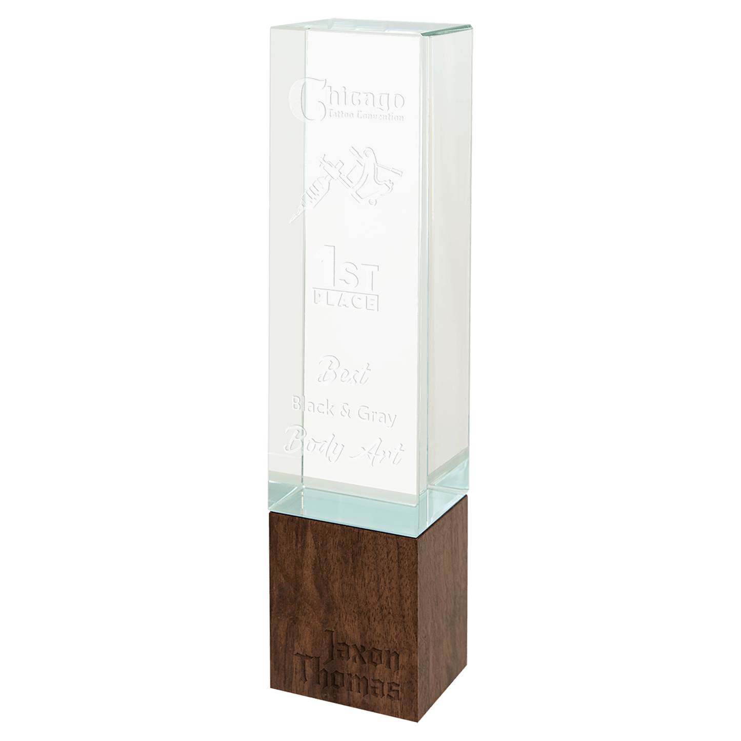 9 3/4" Rectangle Sierra Glass on Walnut Base