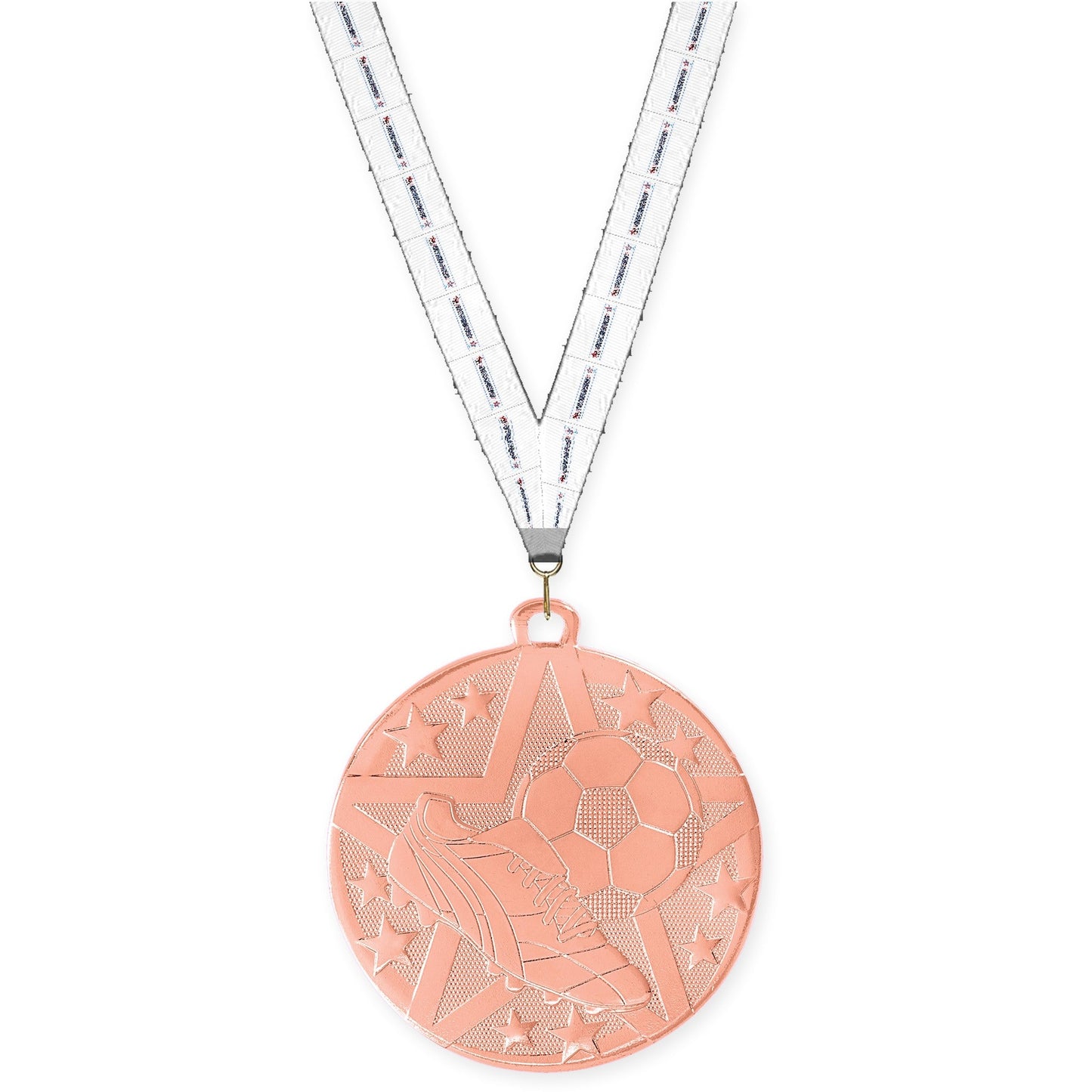 2 inch soccer Superstar medal in bronze with Gymnastics neck ribbon