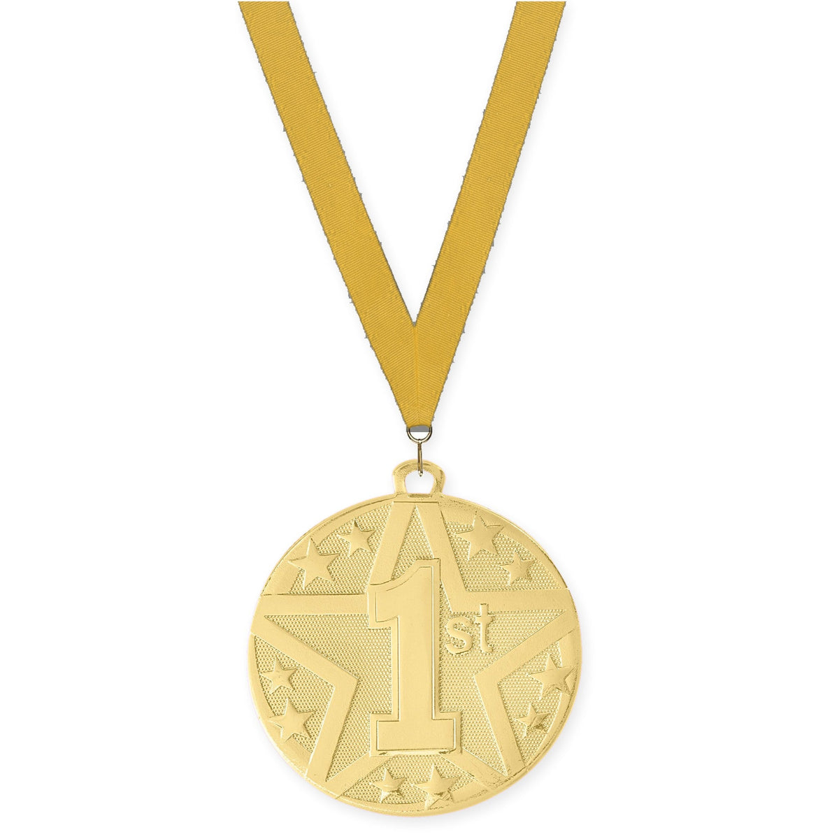 2 inch Place Superstar medal in gold - 1st place with Gold neck ribbon