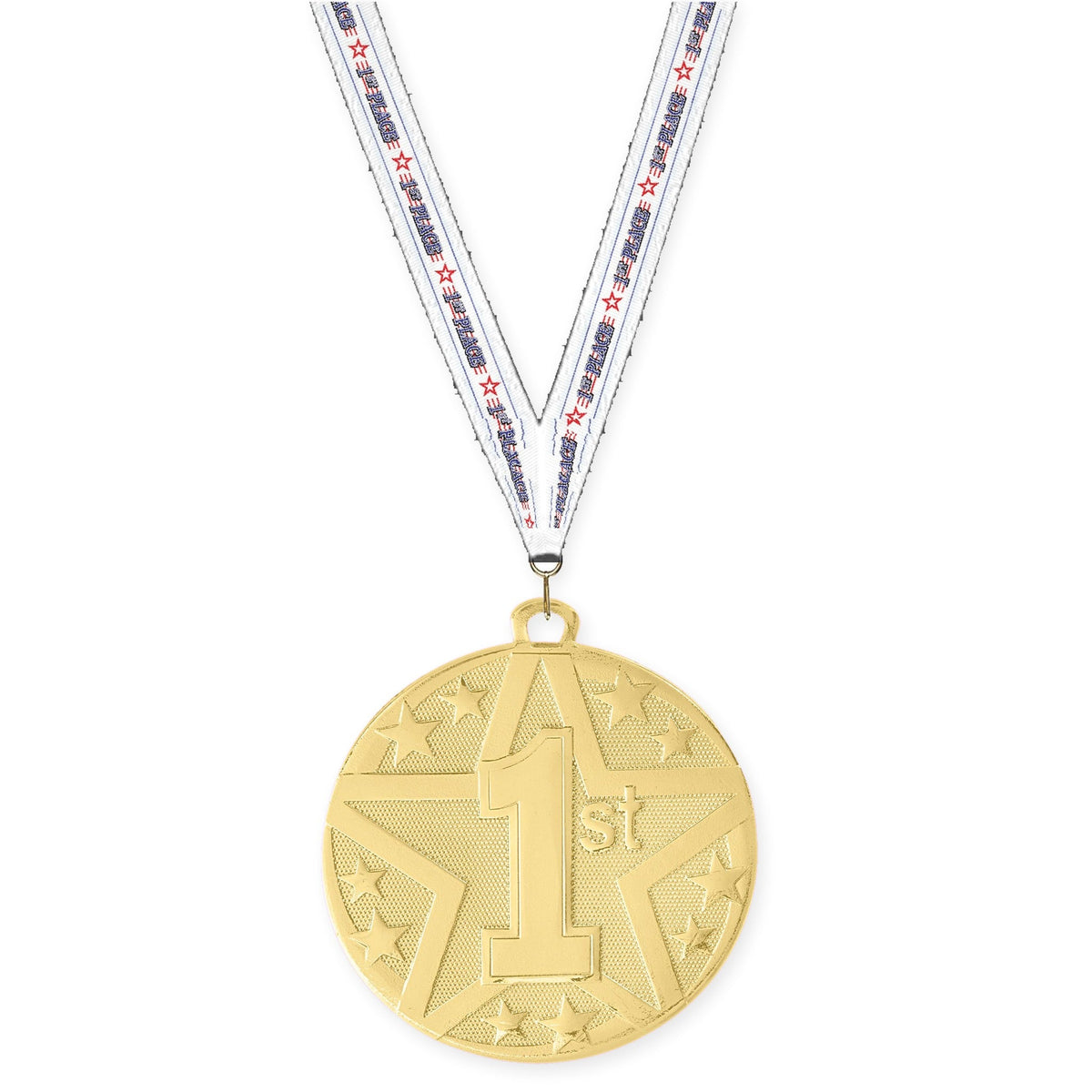 2 inch Place Superstar medal in gold - 1st place with 1st Place neck ribbon