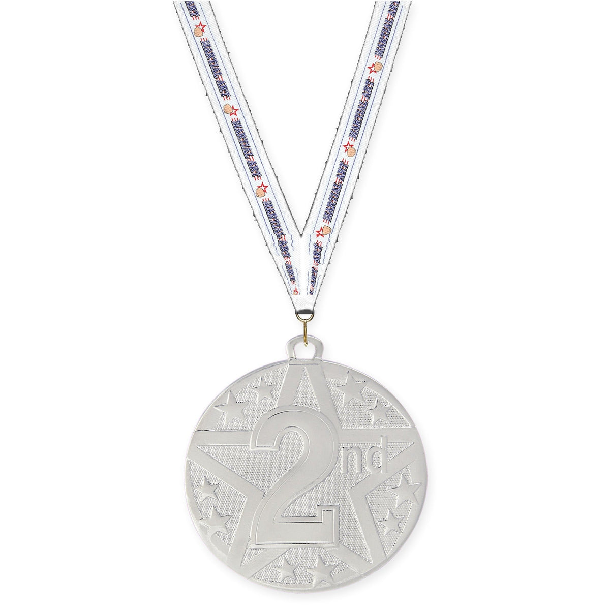 2 inch Place Superstar medal in silver - 2nd place with Martial Arts neck ribbon