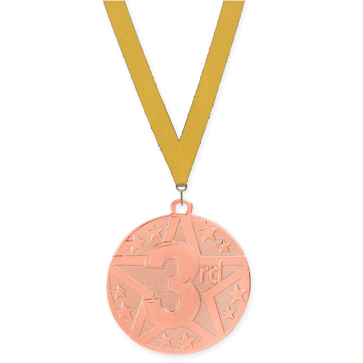 2 inch Place Superstar medal in bronze - 3rd place with Gold neck ribbon