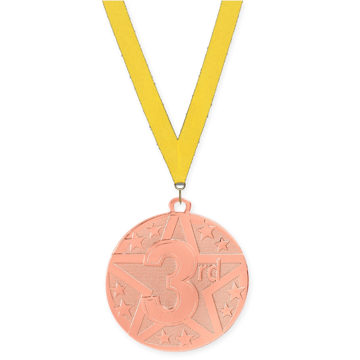 2 inch Place Superstar medal in bronze - 3rd place with Yellow neck ribbon