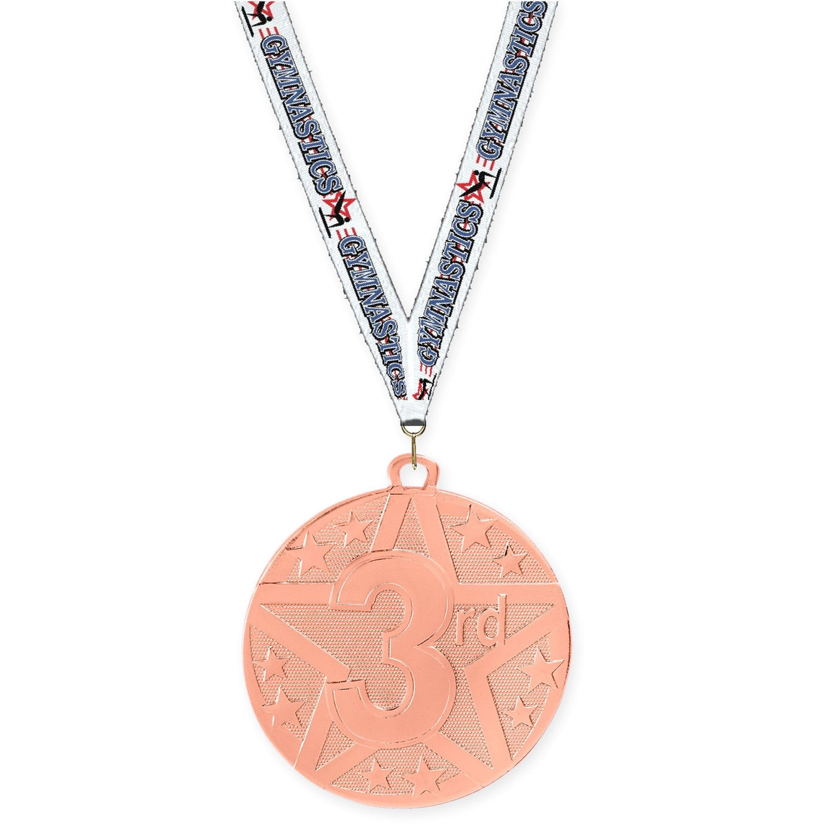 2 inch Place Superstar medal in bronze - 3rd place with Gymnastics neck ribbon