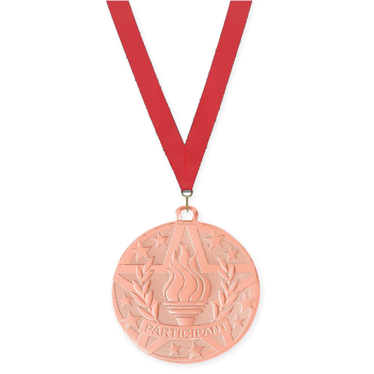 2 inch Participant Superstar medal in bronze with Red neck ribbon