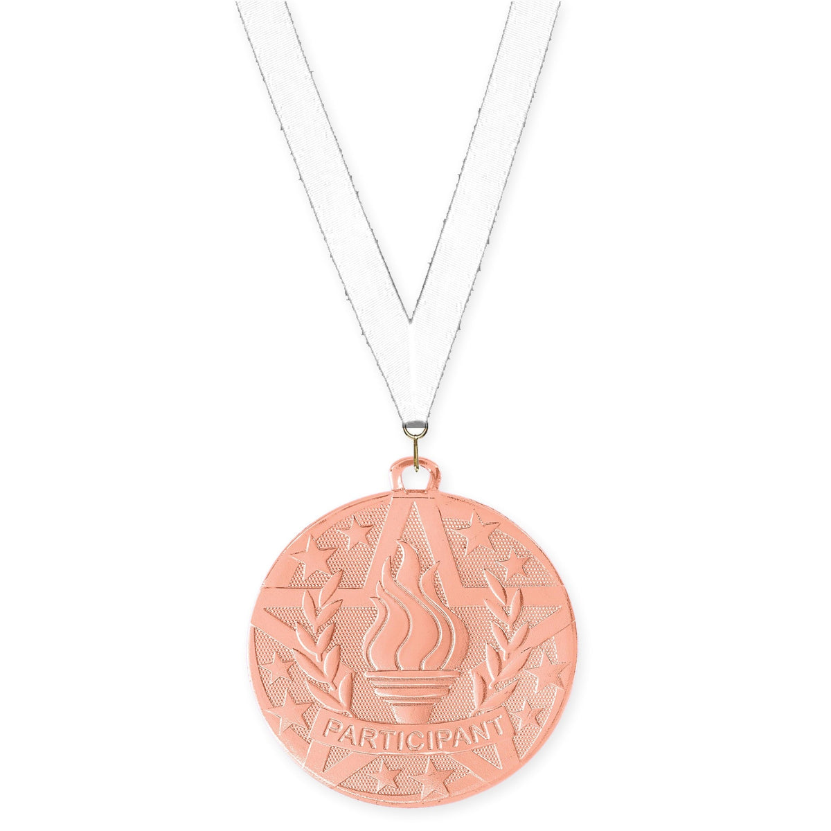 2 inch Participant Superstar medal in bronze with White neck ribbon