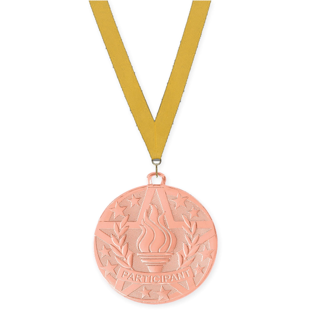 2 inch Participant Superstar medal in bronze with Gold neck ribbon