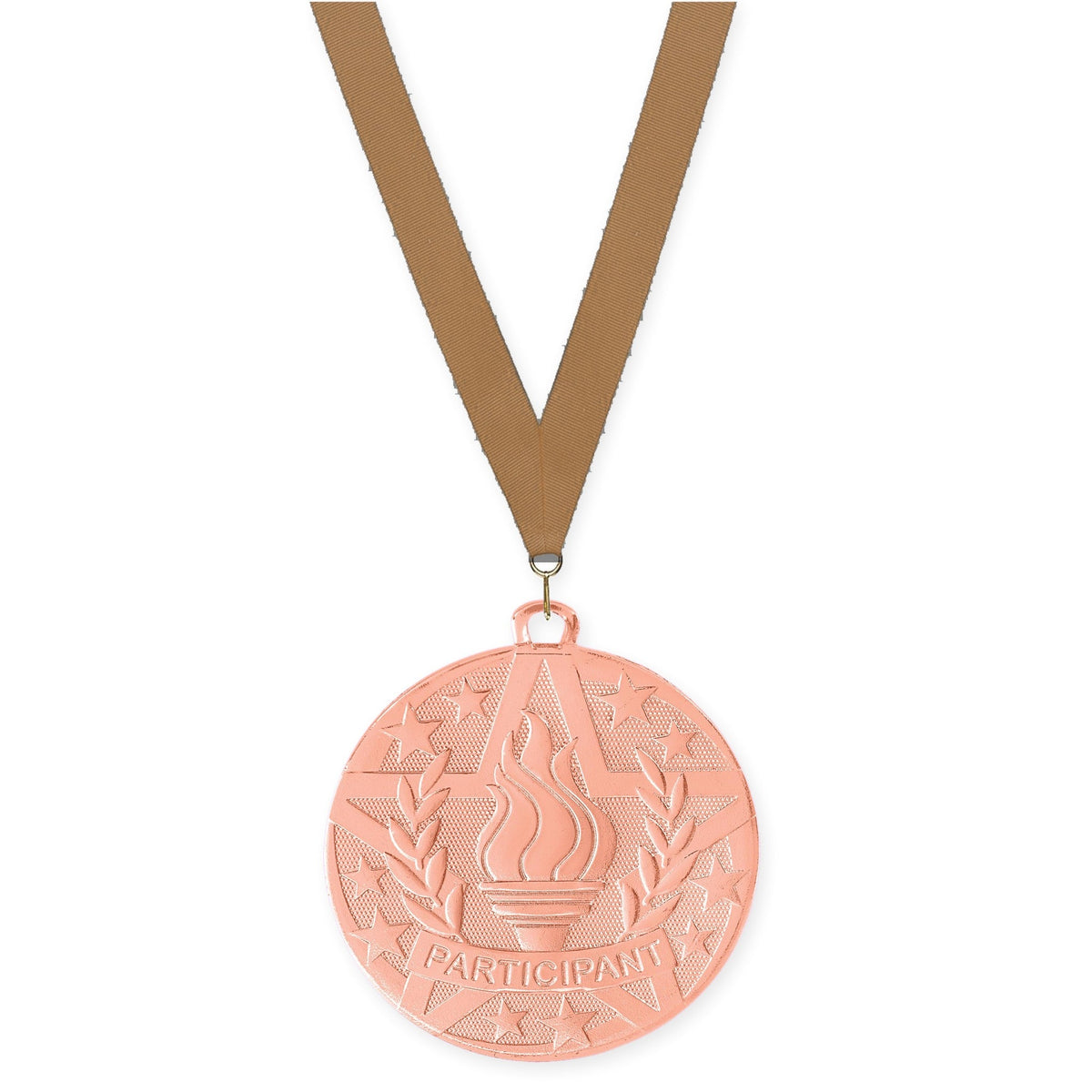 2 inch Participant Superstar medal in bronze with Bronze Metallic neck ribbon