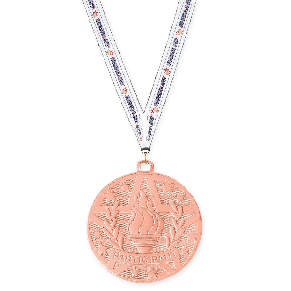 2 inch Participant Superstar medal in bronze with Martial Arts neck ribbon