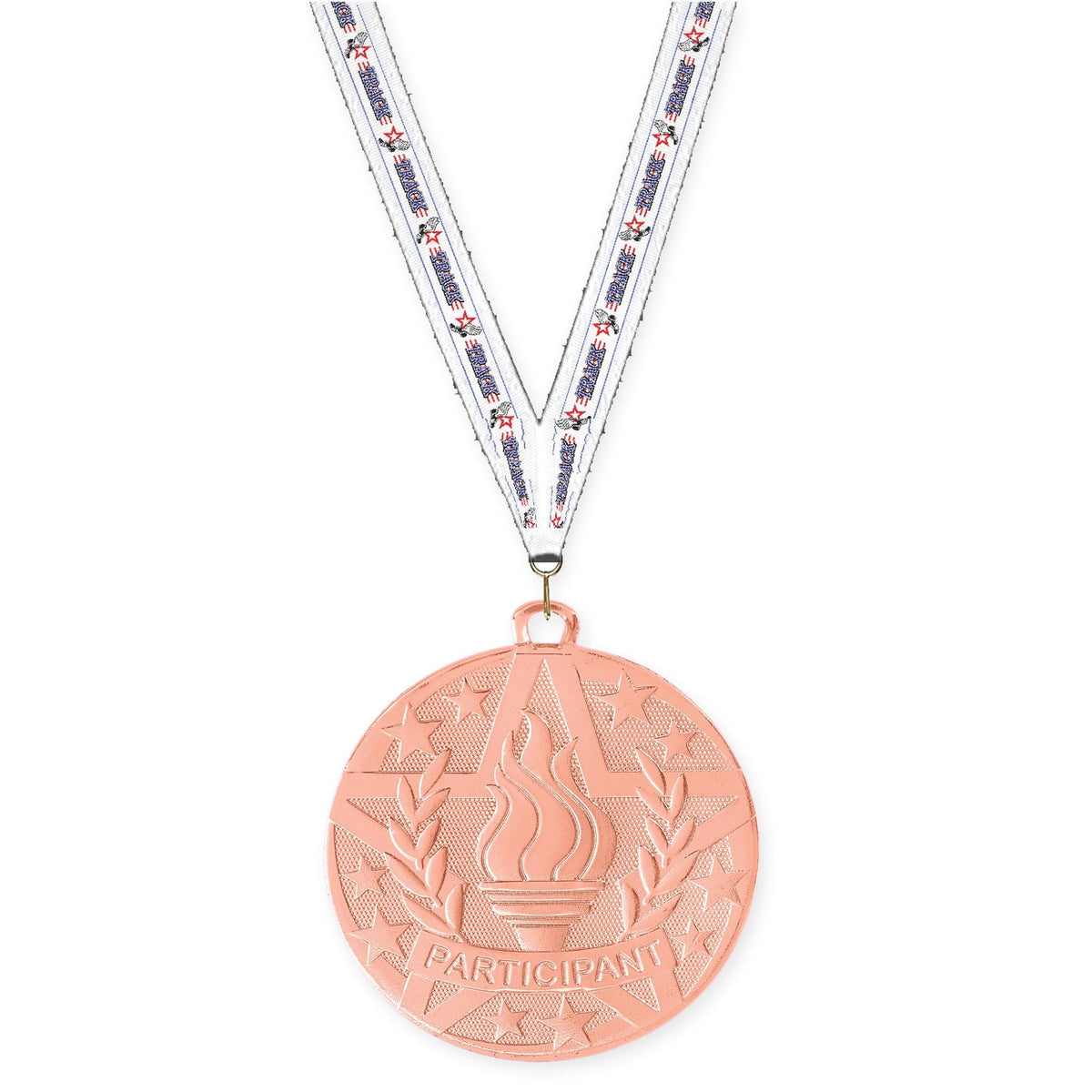 2 inch Participant Superstar medal in bronze with Track neck ribbon