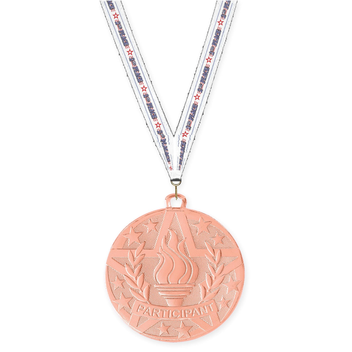 2 inch Participant Superstar medal in bronze with 2nd Place neck ribbon