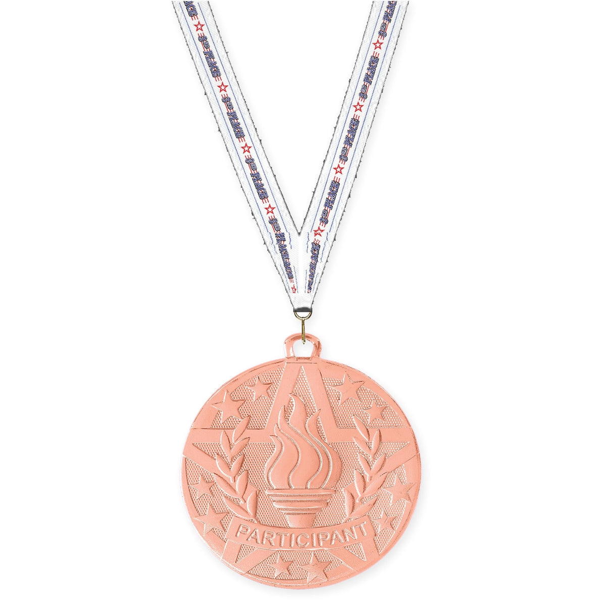 2 inch Participant Superstar medal in bronze with 3rd Place neck ribbon